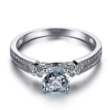 Load image into Gallery viewer, Trendy White Gold Aquamarine Ring with Pave Diamonds