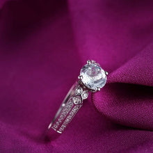 Load image into Gallery viewer, Trendy White Gold Aquamarine Ring with Pave Diamonds