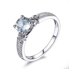 Load image into Gallery viewer, Trendy White Gold Aquamarine Ring with Pave Diamonds