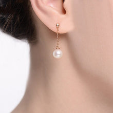Load image into Gallery viewer, 18K Rose Gold Round White Freshwater Pearl Earrings