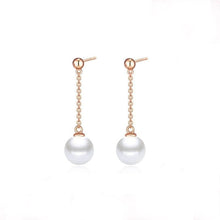 Load image into Gallery viewer, 18K Rose Gold Round White Freshwater Pearl Earrings