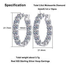 Load image into Gallery viewer, Moissanite Hoop Earrings 2.6 CT