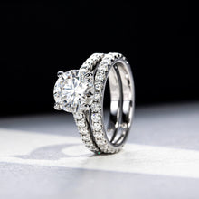 Load image into Gallery viewer, Cute and Romantic Round Moissanite Ring in Rose Gold - 925 Sterling Silver Fine Jewelry for Women