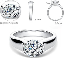Load image into Gallery viewer, 2CT 8mm Moissanite Diamond Ring