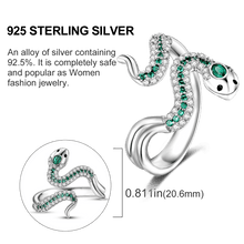 Load image into Gallery viewer, Green Mysterious Snake Opening Rings