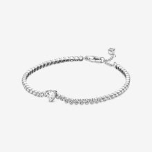 Load image into Gallery viewer, Silver Full Diamond Shining Heart Pink Sapphire Tennis Thin Bracelet Collection
