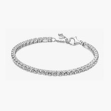 Load image into Gallery viewer, Silver Full Diamond Shining Heart Pink Sapphire Tennis Thin Bracelet Collection
