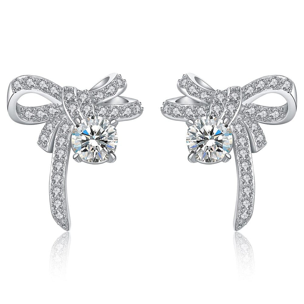 Moissanite 1CT Bow Stud Earrings