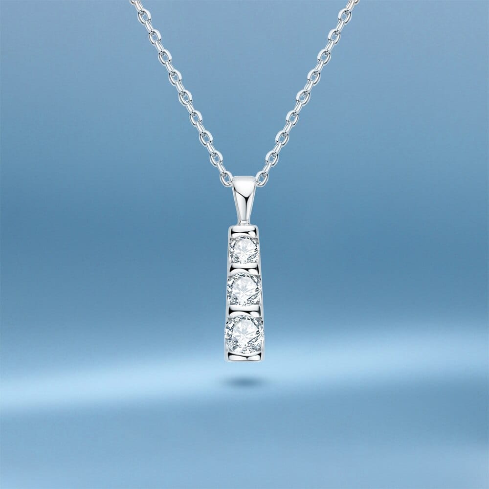 3 Stones 0.6CT Moissanite Pendant Necklace