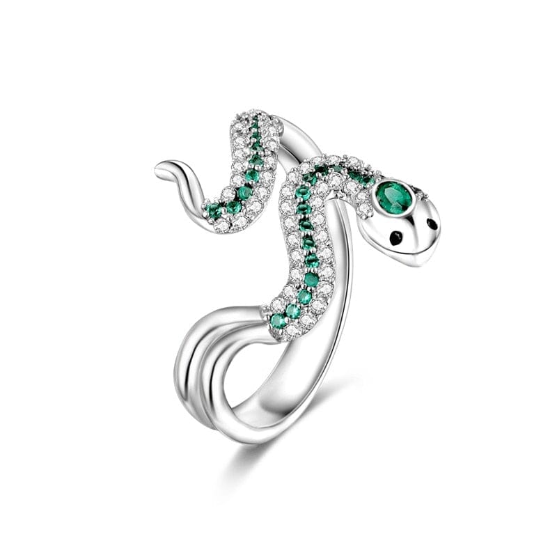 Green Mysterious Snake Opening Rings