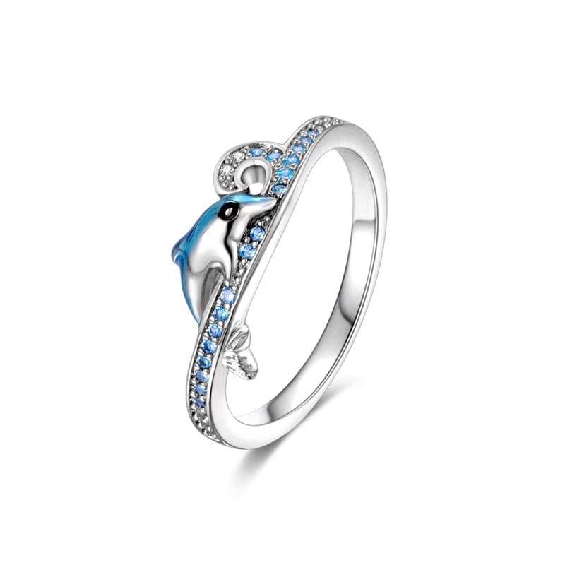 Silver Blue Dolphin Rings