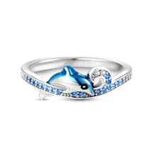 Load image into Gallery viewer, Silver Blue Dolphin Rings
