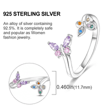 Load image into Gallery viewer, Silver Colorful Butterfly Animal Open Rings
